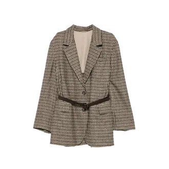 Brunello Cucinelli Check-pattern Belted Blazer
