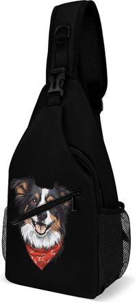 Generic Puppy with Neckerchief Mens Shoulder Bags Sling Crossbody Backpack Travel Hiking Chest Bag with Small Side 38x20cm