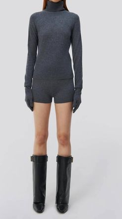 Jonathan Simkhai Dita Cashmere Gloved Turtleneck Sweater In Charcoal Melange