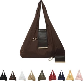 Generic Keychain Foldable Tote Bag, Expandable Reusable Shopping Handbag, Multi-Functional Compact Pocket Bag Large Capacity (1, Coffee)