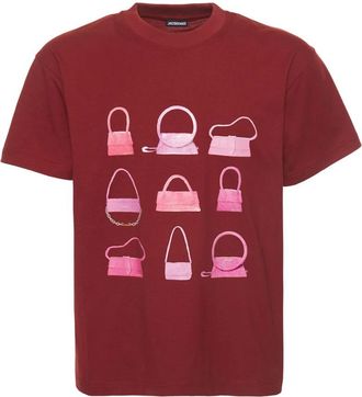 Jacquemus Bag-print T-shirt met korte mouwen - Dames - T-shirts - Rood - M - Katoen - Tops