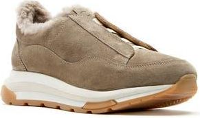 La Canadienne Vada City Dry Genuine Shearling Lining Waterproof Slip-On Sneaker in Caribou Suede at Nordstrom Rack, Size 8.5