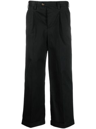 Pantaloni Torino pleated-edge cropped trousers - Black