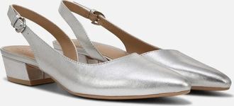Naturalizer Womens Naturalizer Banks F8333L4021 Flats Silver Leather Slingback GAL2052