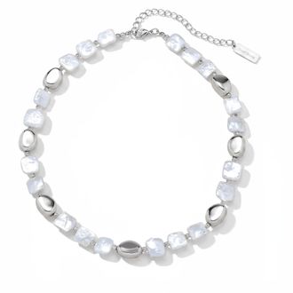 Pompeii3 Pina Square Pearl Silver Necklace