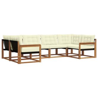vidaXL Conjunto De Sof&aacute;s De Exterior Con Coj&iacute;n 6 Pcs Natural Y Crema Vidaxl