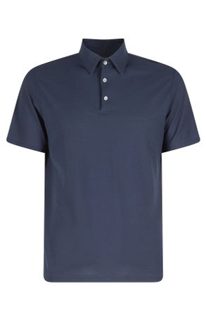 Zanone Blue Classic Short Sleeve Side Slit Cotton Polo Shirt