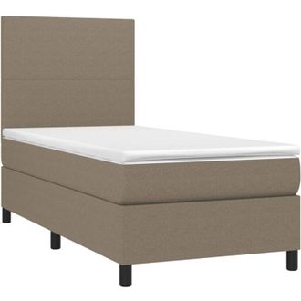 vidaXL Vidaxl - Cama Box Spring Colch&oacute;n Y Luces Led Gris Taupe 80x200 Cm