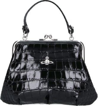 Vivienne Westwood Black Granny Frame Crocodile-Embossed Calfskin Handbag