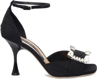 Sergio Rossi Black Fabric Stiletto Heel Womens Sandals