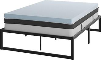 Flash Furniture 14 in Metal Platform Bed Frame and 3 in Cool Gel Memory Foam Topper - Full