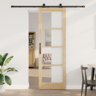 vidaXL Vidaxl - Puerta Corredera Manual Marr&oacute;n 78 X 232 Cm Madera Y Metal