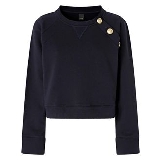 Pinko Katoenen Raglan Sweatshirt met Geribbelde Details - Dames - Sweatshirts - Blauw - S - Katoen - Hoodies & sweatvesten
