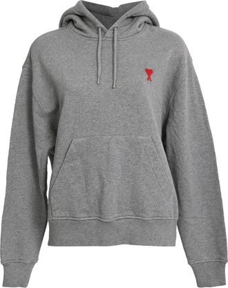 Ami Paris Ami De Coeur Hoodie in Grey Cotton