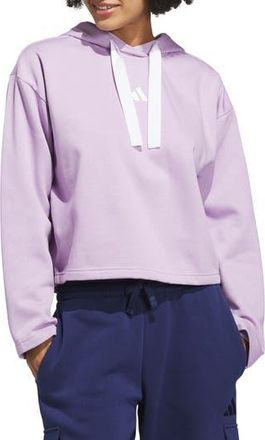 adidas Crop Fleece Hoodie in Powder Plum at Nordstrom Rack, Size X-Large