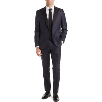 BOSS Huge Virgin Wool Blend Suit in Navy at Nordstrom, Size 42 Regular