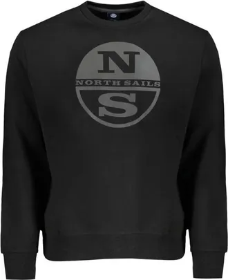 North Sails Hoodies & sweatvesten, Heren, Zwart, S, Katoen, Crew Neck Sweatshirt