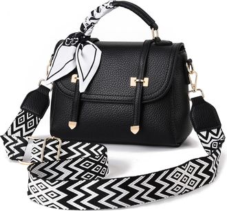 I Ihayner Crossbody Purse for Women Soft Leather Shoulder Handbags Small Top Handle with Shoulder Strap for Travel Black