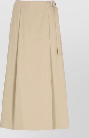 PESERICO womens cotton midi skirt belted pleated