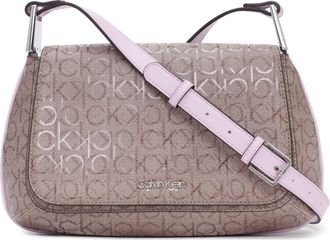 Calvin Klein Womens Charlie Flap Crossbody, Almond/Taupe/Orchid, One Size