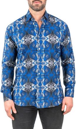 Maceoo Fibonacci Hiddentiger Blue Contemporary Fit Button-Up Shirt at Nordstrom, Size 3