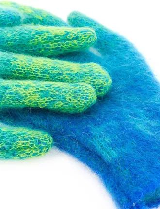 ERL Unisex Mohair Blend Gloves Blue Nylon Wool
