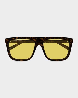 Saint Laurent Men & apos;s Sl 904-003 59 Acetate and Bio-Nylon Rectangle Sunglasses