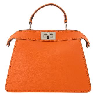 Fendi Peekaboo ISee U Kleine Leren Tas - Dames - Handtassen - Oranje - ONE Size - Leer - Tassen