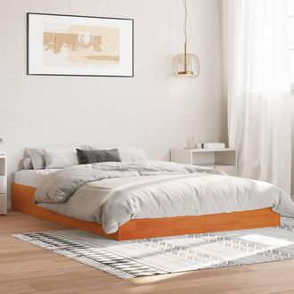 vidaXL Vidaxl - Cama Sin Colch&oacute;n Madera Maciza De Pino Marr&oacute;n Cera 140x200 Cm