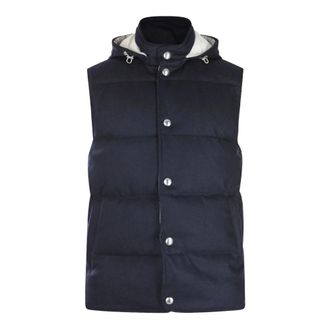 Eleventy Vests, male, Blue, Size: L Blue Wool Cashmere Blend Quilted Gilet
