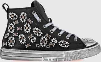 Philipp Plein Sneakers alte in pelle a grana con strass e logo Hexagon