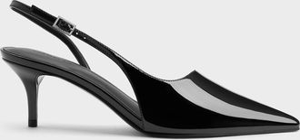 Charles & Keith Patent Pointed Slingback Pumps