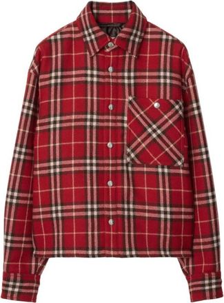 Burberry Casual Check Pattern Wool Shirt, Size Small