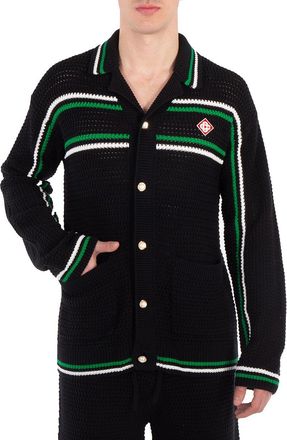 Casablanca Mens Black Crochet Tennis Shacket
