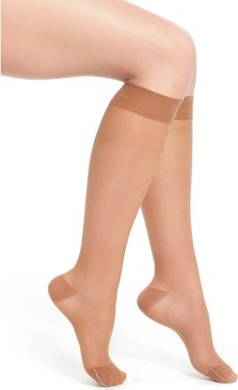 Item m6 Sheer Compression Knee High Socks in Toffee at Nordstrom, Size S-L1
