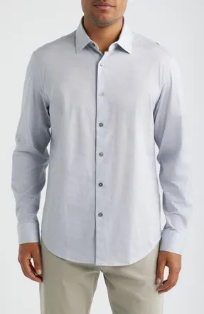 Bugatchi James OoohCotton Button-Up Shirt in Platinum at Nordstrom, Size Xx-Large