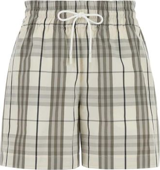Burberry Grey Embroidered Poplin Shorts