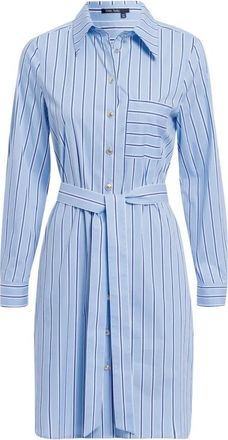 Marc Aurel Gestreepte jurk met getailleerde taille - Dames - Shirt Kleedjes - Blauw - 2XL - Leer - Kleedjes