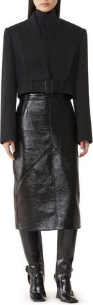 Lanvin Short Belted Jacket In Wool in Black at Nordstrom, Size 38