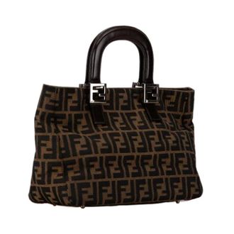 Fendi Pre-owned Handbags, female, Brown, Size: ONE SIZE Pre-owned Canvas Tote