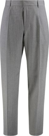 HUGO BOSS Gestreepte Pantalon - Heren - Nette broeken - Grijs - S - Katoen - Broeken