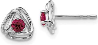 Diamond2Deal 14k White Gold Created Ruby Stud Earrings
