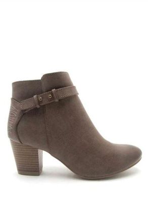 Qupid Faux Leather Bootie In Dark Taupe