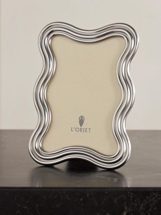 L'OBJET Cornice Con Finitura Platino Ripple, 13 X 18 Cm - Argento