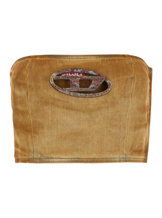 Diesel Beige Solid Strapless Top
