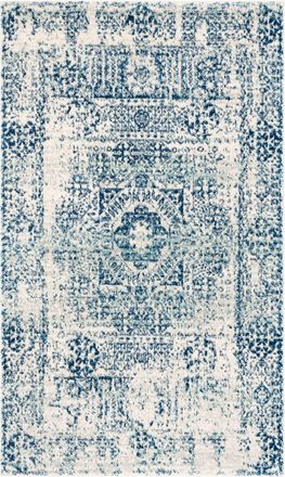 Safavieh Alfombra transicional de polipropileno blanco/azul, 122 x 183 cm