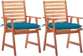 vidaXL Sillas Comedor De Jard&iacute;n 2 Uds Madera Maciza Acacia Y Cojines Vidaxl