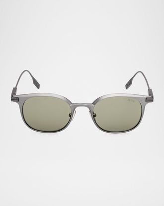 Ermenegildo Zegna Men & apos;s Round Metal Sunglasses