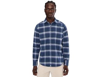 UNTUCKit Performance Flannel Barker Shirt Mens Clothing Navy : 2XL Regular Fit, Elastane/Polyester