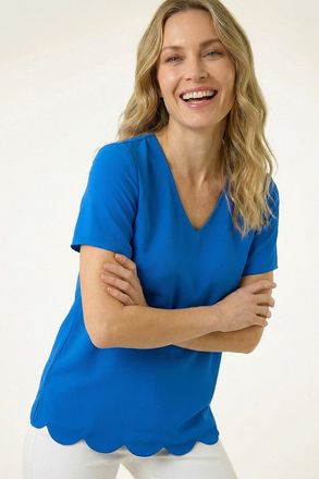 Roman Scalloped Hem V-Neck T-Shirt